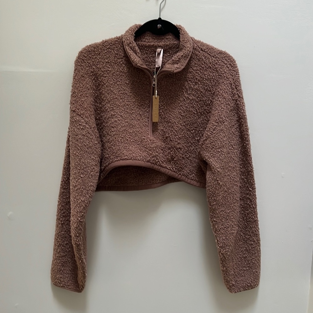 SKIMS Cozy Knit Half Zip Cropped Pullover NWT